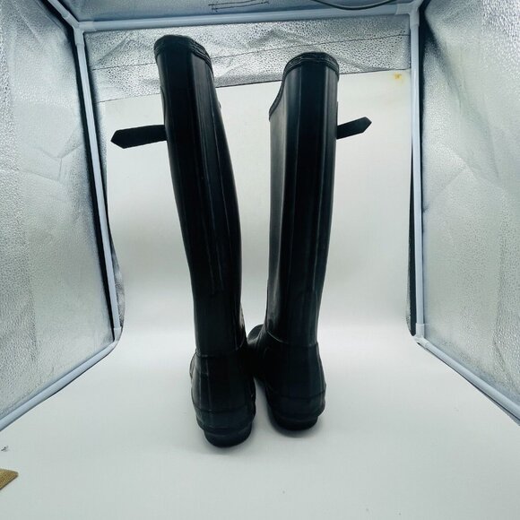 HUNTER Original Tall Rainboots Womens 6 Black Waterproof Garden READ - Picture 4 of 9